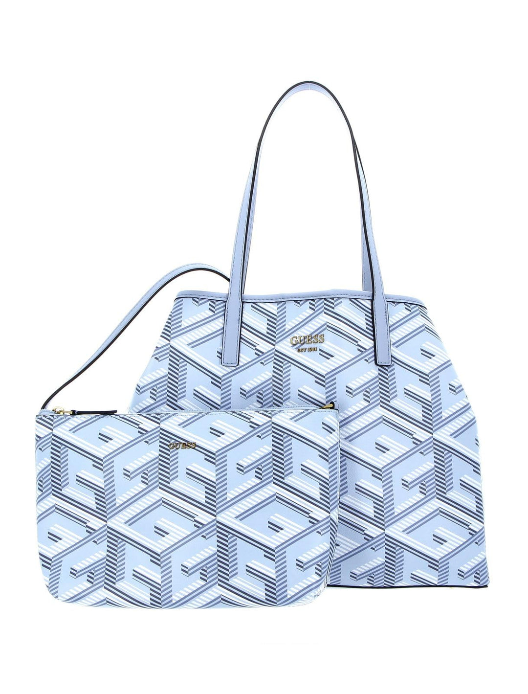 GUESS Damen Vikky Large Tote Bag Eisblau -Logo, Eisblau -Logo