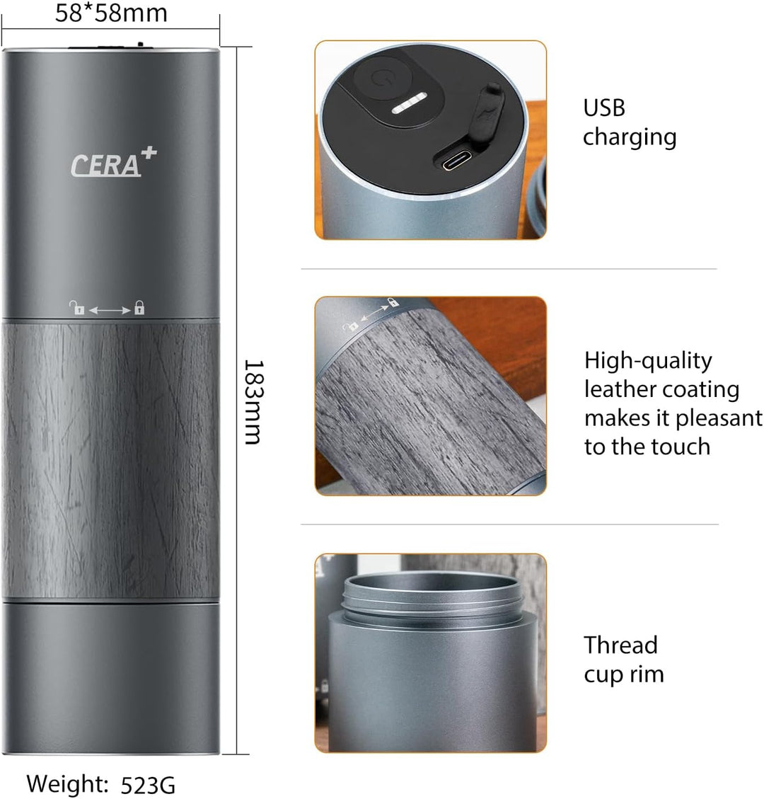 CERA + Elektrische Kegelmühlen Mit Tragetasche, Professionelle kleine Espresso Kaffeemühlen für den