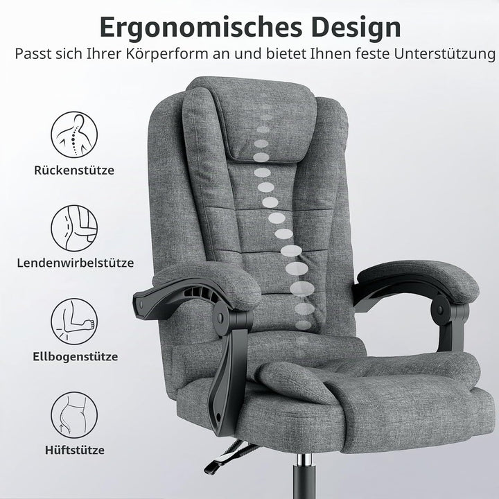 naspaluro Chefsessel Bürostuhl Ergonomischer PU-Leder Drehstuhl Hochlehner, Höhenverstellbarer Schre