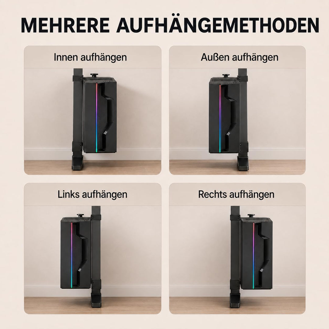 PC-Halterung Untertisch verstellbar ohne Bohren 20kg Kapazität | PC Halter für höhenverstellbare Sch