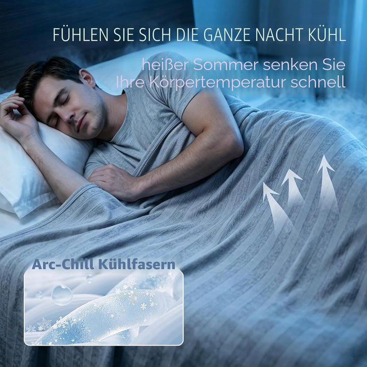 EMME Kühldecke Kühlende Decke, Arc-Chill Q-Max>0,5, 152 x 203 cm, 2 in 1 Doppelseitige Dünne Sommerd