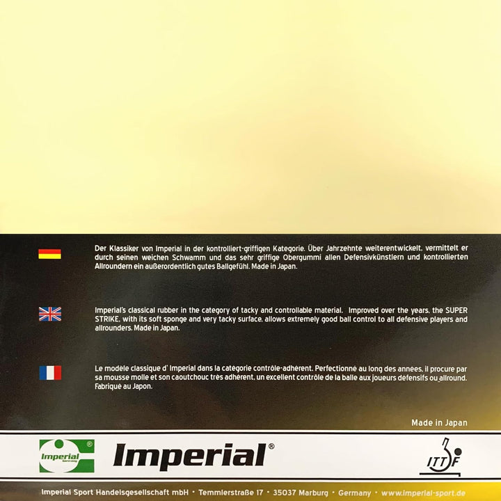 Imperial Super Strike | Japan Tischtennis Belag | Noppen innen | Defensiv | ITTF Zulassung Schwarz 2