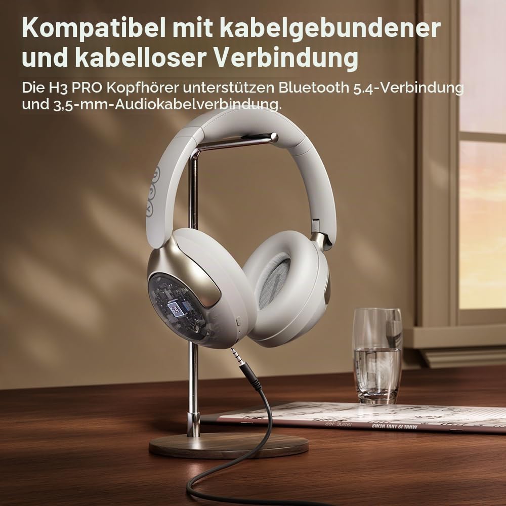QCY H3 PRO Over Ear kopfhörer Bluetooth,50db Adaptives aktives Noise Cancelling mit Mehreren Modi,Hi
