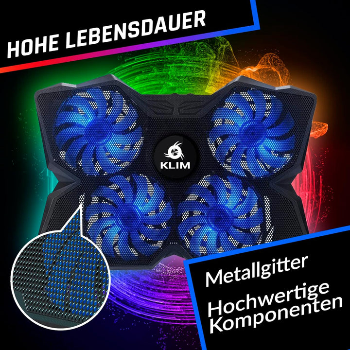 KLIM Wind Laptop Kühler RGB - Mehr als 500 000 verkaufte Einheiten - NEU 2024 - Leistungsstark Wie K
