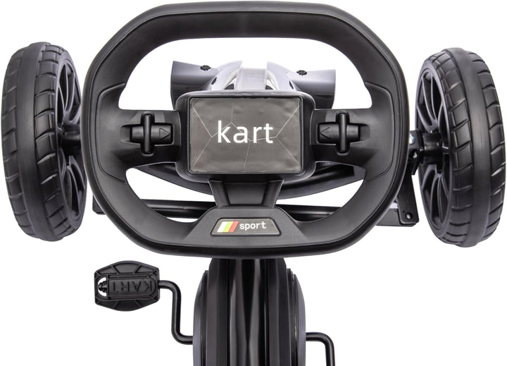 HOMCOM Gokart Tretauto mit Handbremse, verstellbarem Sitz, Vor- und Rückwärtsgang, Tretfahrzeug Kind