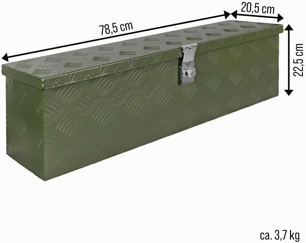 Trucky Deichselbox Grün Werkzeugkasten Truckbox Alu Box Anhänger Kiste mit Deckel Abschliessbar Alub