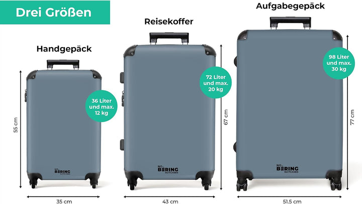 NoBoringSuitcases.com® Koffer XL Gross 77x51.5x28 cm Hartschale Reisekoffer 4 Rollen Leicht Koffer T
