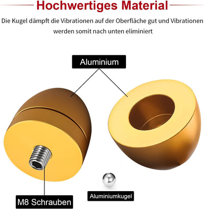 Tertullus 4 Stück Lautsprecher Füsse Aluminium Füsse Shock Absorber Schwingungsdämpfer für Lautsprec