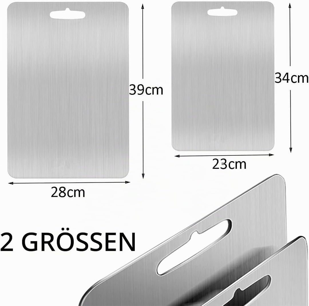 Titan Schneidebrett, 2 Stück Schneidbrett aus Edelstahl, Titanium Cutting Board, Leicht zu Reinigen,