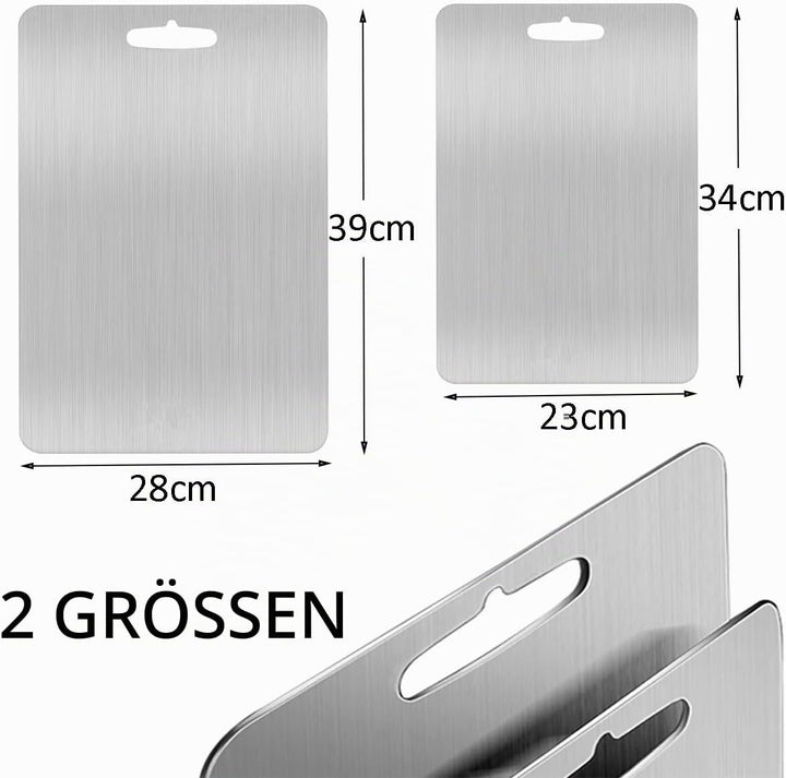 Titan Schneidebrett, 2 Stück Schneidbrett aus Edelstahl, Titanium Cutting Board, Leicht zu Reinigen,