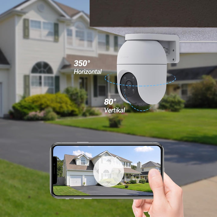 EZVIZ 4K Kamera Überwachung aussen, WLAN Pan&Tilt Camera mit Personen-/Fahrzeugerkennung, Zwei-Wege-
