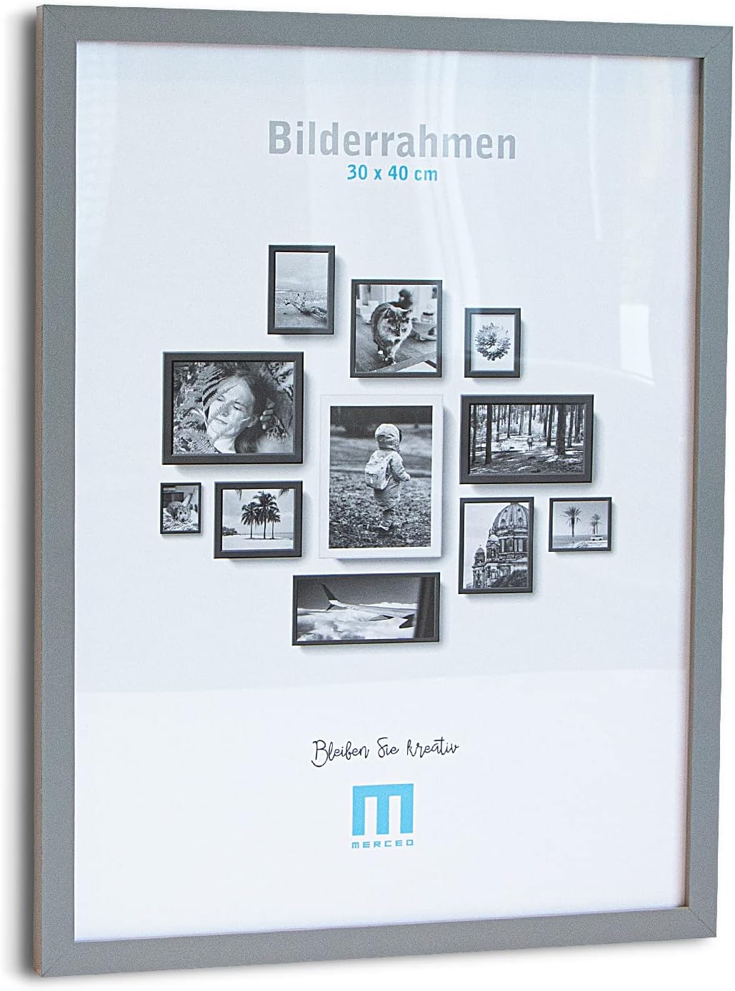 14 tlg. Foto Bilderrahmen-Set in Grau in verschiedenen, unterschiedlichen Grössen. Für Fotowände &amp; B