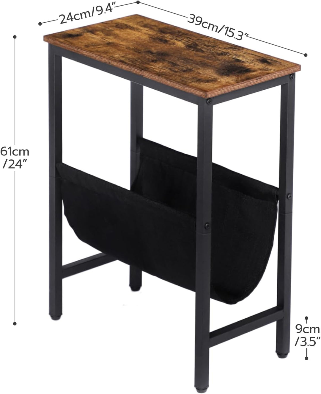 HOOBRO Beistelltisch, Sofatisch mit Stauraum, 48 x 24 x 61 cm, Nachttisch, Kaffeetisch, leicht zu mo