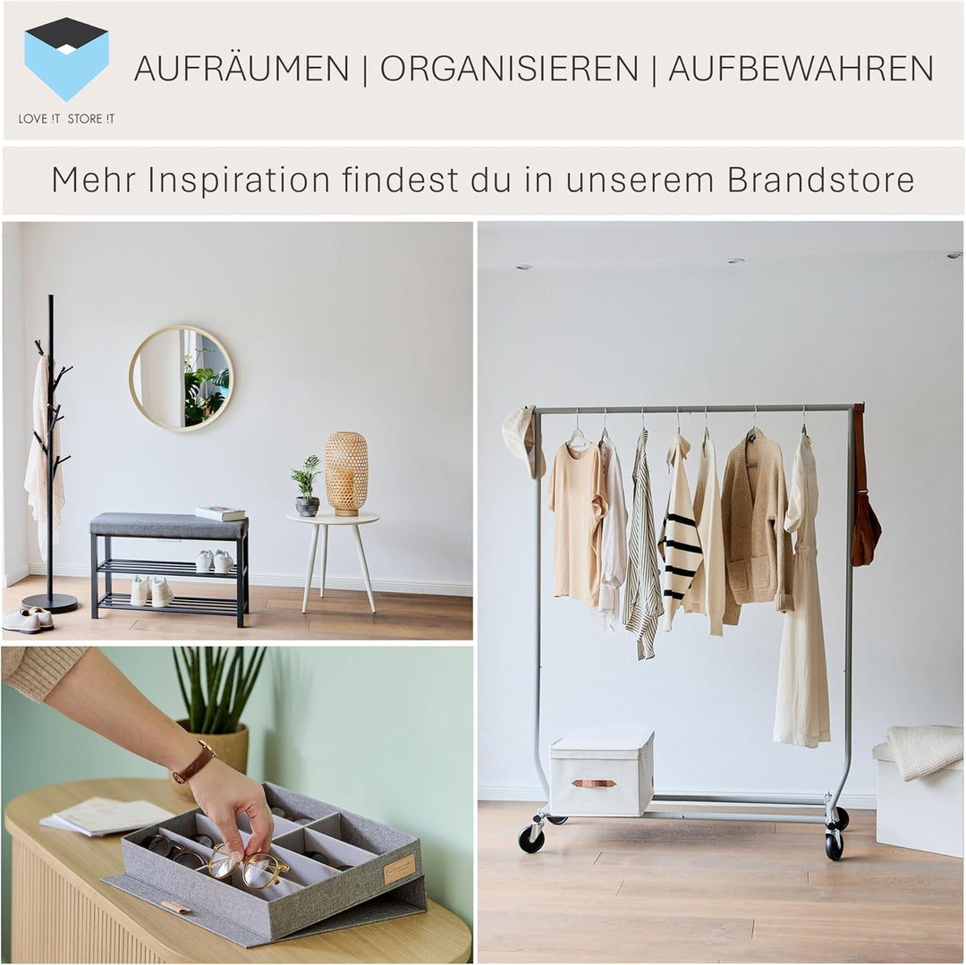 LOVE IT STORE IT Kleiderständer auf Rollen - Doppelte höhenverstellbare Kleiderstange - Stabil und s