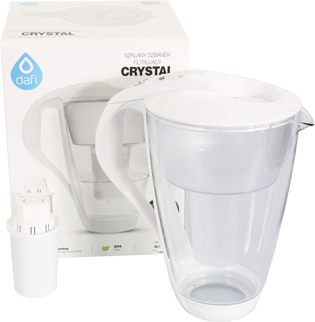 Glas-Wasserfilter Dafi Crystal Classic 2.0L inklusive 1 Filterkartusche - Weiss