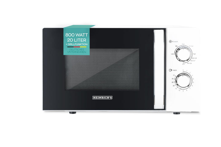 HEINRICHS Mikrowelle, kompakte Mikrowelle, 20L Volumen, 9 Leistungsstufen, inkl.35min. Timer, Defros