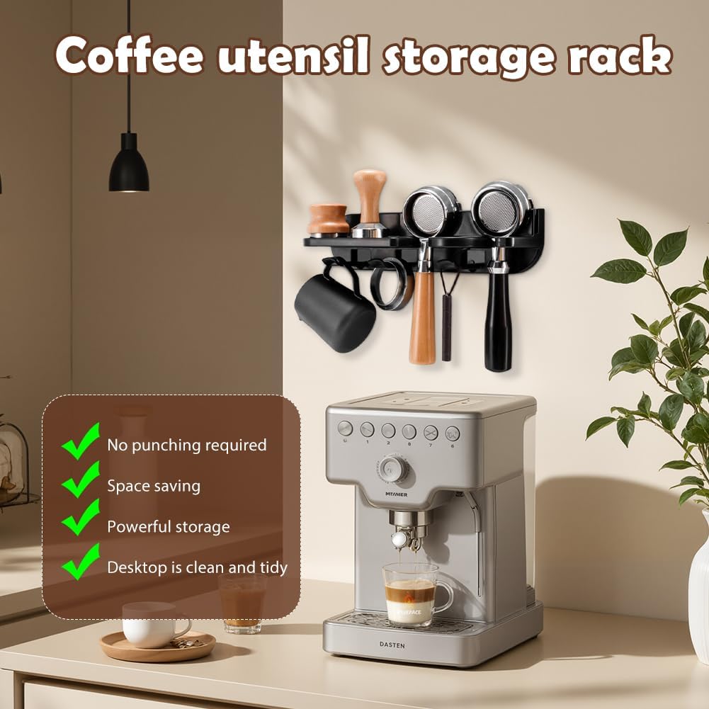 Peelanmall Siebträger Wandhalter,Kaffee Siebträgerhalter,Kaffeewerkzeug Aufhänger,Kaffeehaltegriff-H