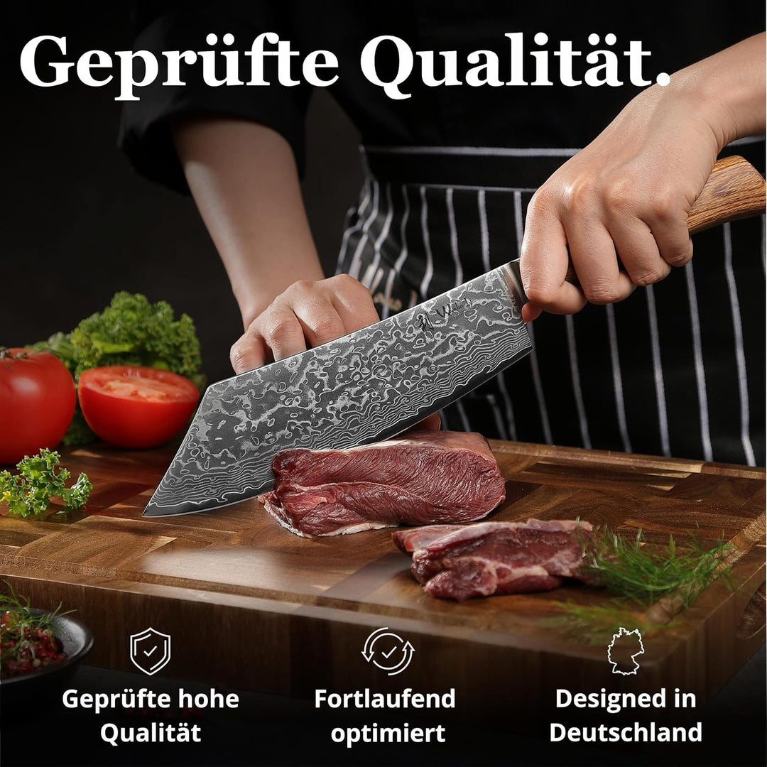 Wakoli EDIB Pro Premium BBQ- und Blockmesser mit 20 cm Klinge gefertigt aus 67 Lagen echtem Damastst