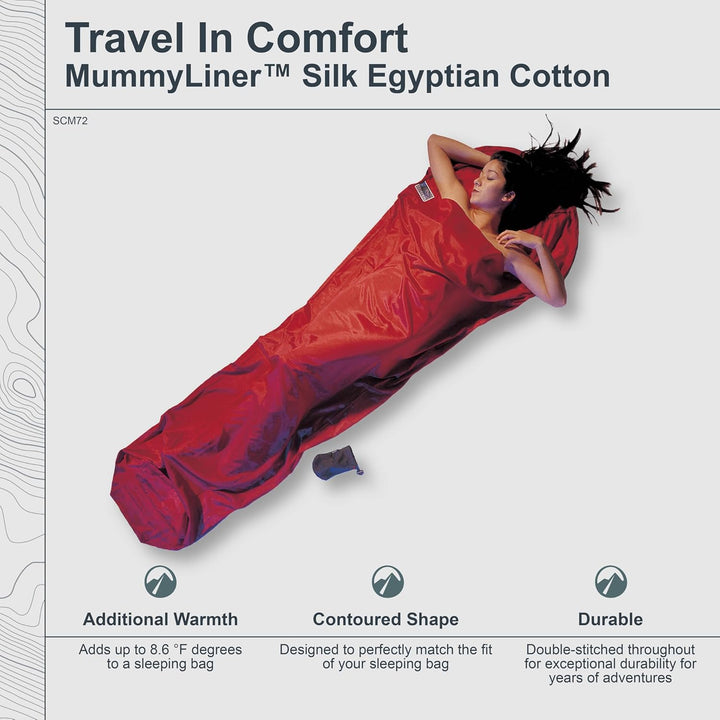 Cocoon Seiden-Baumwollschlafsack Travel Sheet - Silk/Cotton - Natur Monk's Red 95"x35/22", Monk's Re