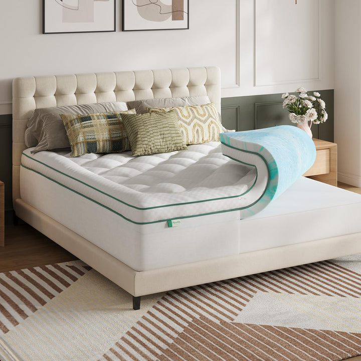 Novilla Matratzen Topper 80x200cm, 2-in-1 Abnehmbarer Gel-Memory-Schaum-Matratzenauflage, Doppellagi