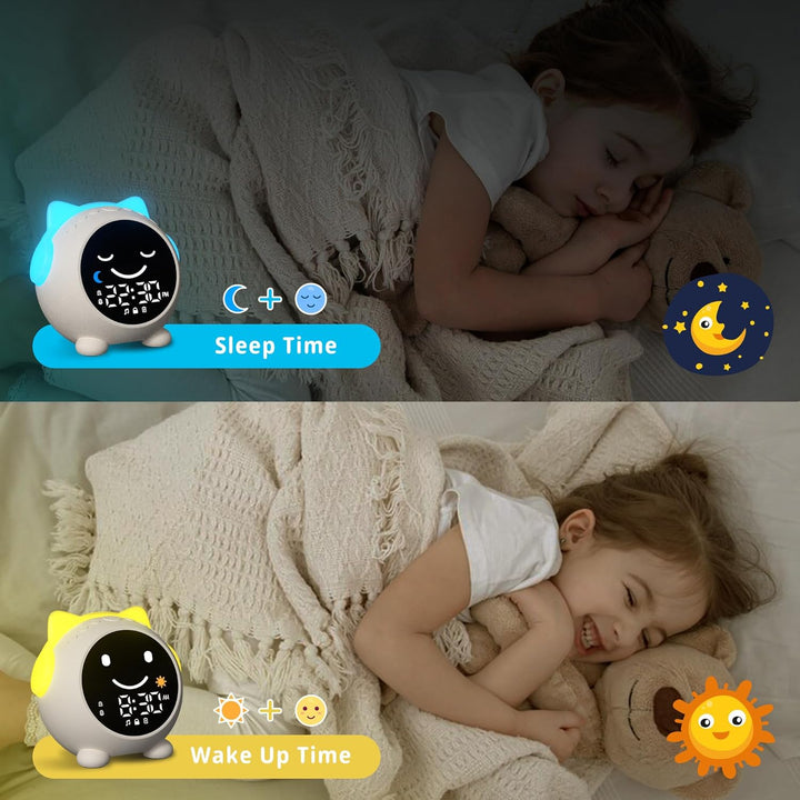 Kleinkinder-Schlaf-Trainings-Uhr, Wecker für Kinder, Bluetooth-Musik-Player & Digitaluhr, Schlaf-Sou