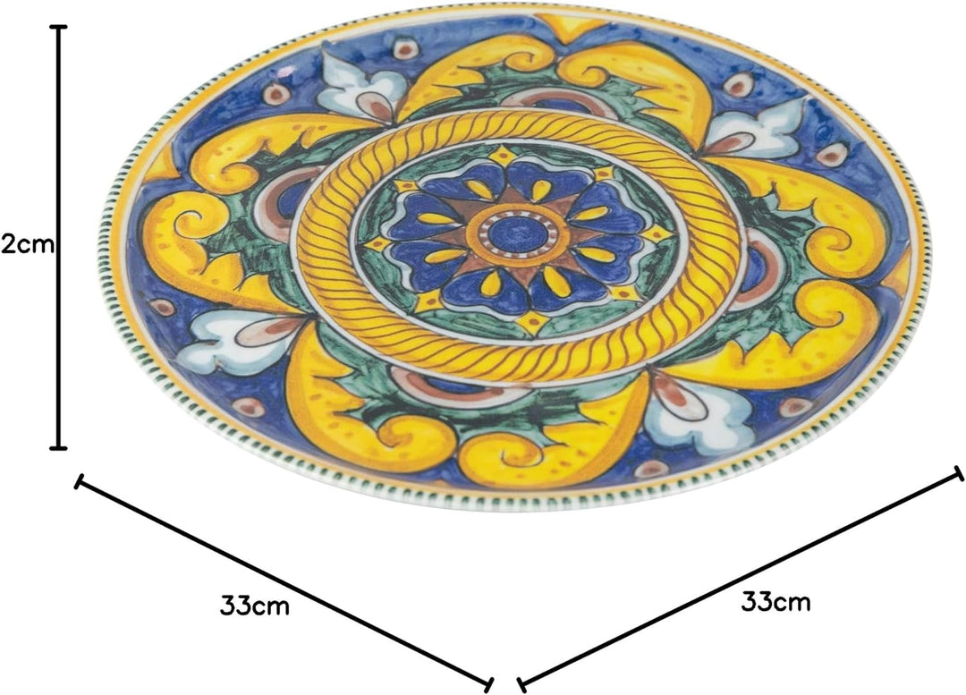 Villa d'Este Home Tivoli Set mit 3 Pizzatellern, 33 cm, aus Steinzeug (Made in Italy)