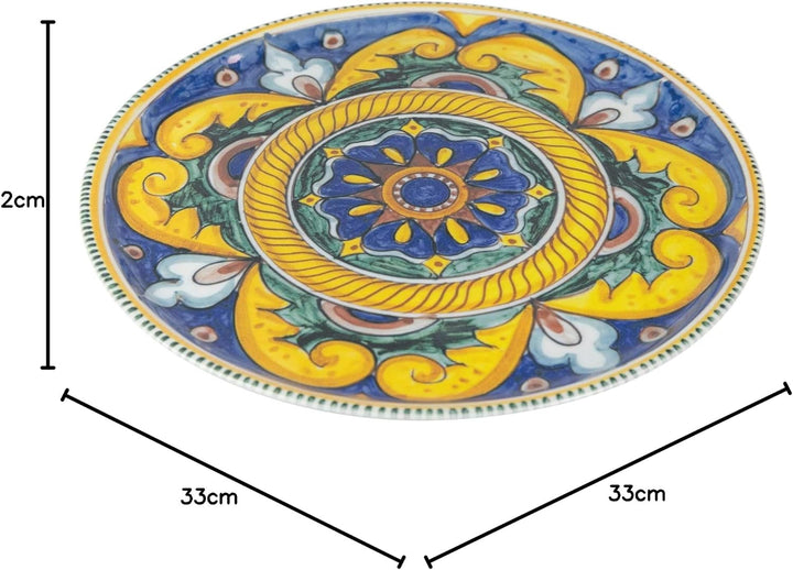 Villa d'Este Home Tivoli Set mit 3 Pizzatellern, 33 cm, aus Steinzeug (Made in Italy)