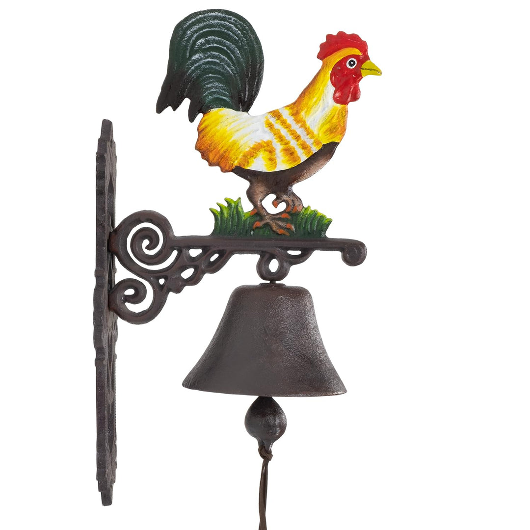 Moritz Gusseisen Wandglocke Bunter Hahn Krähen Glocke Türglocke 41 cm Höhe Hausglocke Landhaus Stil