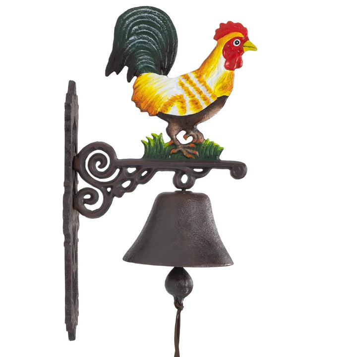 Moritz Gusseisen Wandglocke Bunter Hahn Krähen Glocke Türglocke 41 cm Höhe Hausglocke Landhaus Stil