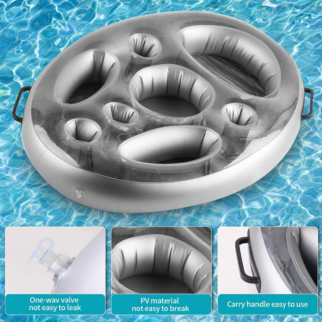 Aufblasbarer Getränkehalter, Schwimmende Tablett 70×50cm Aufblasbar Poolbar 8 Löcher Grosse Kapazitä