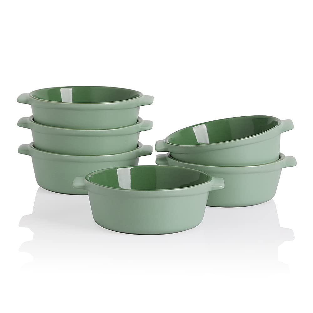 Sweejar Home Keramik-Souffle-Schalen, runder Griff, zum Backen, 300 ml, für Pudding, Creme Brulee un