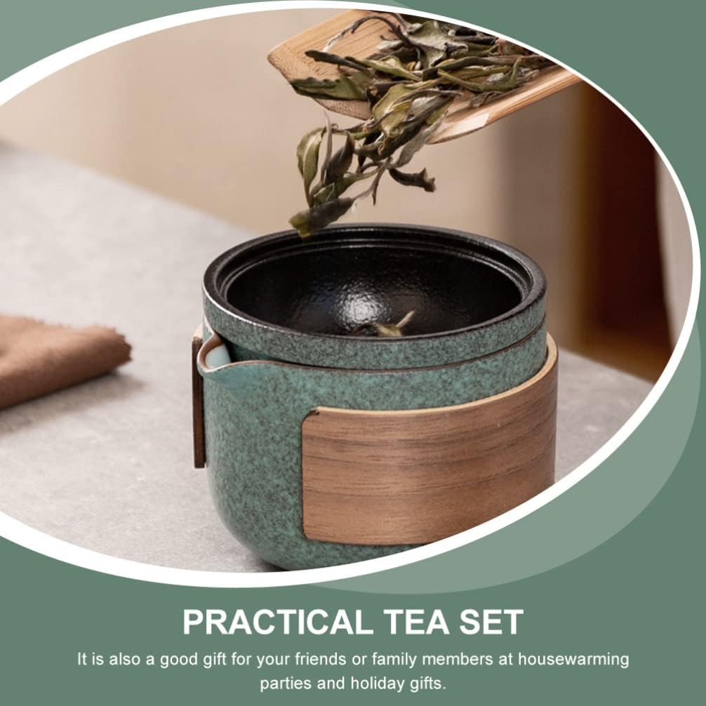 Angoily Chinesische Kung Fu Tee Set Tragbare Reise Tee Set Keramik Porzellan Teekanne Set für Reise