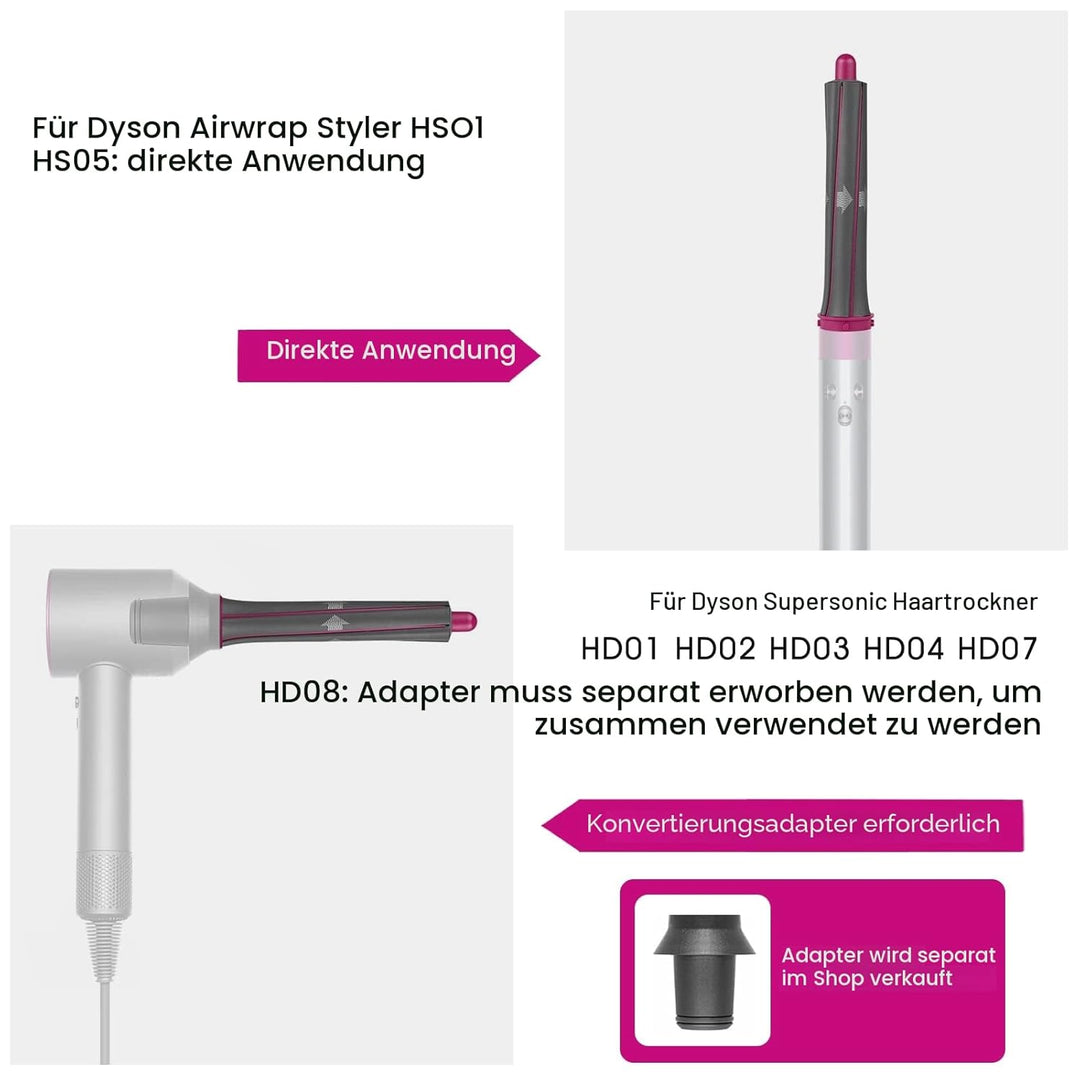 2 Stück lange Lockenwickler für Dyson Airwrap Styler, 30 mm links und rechts Lockenwickler, Rollstab