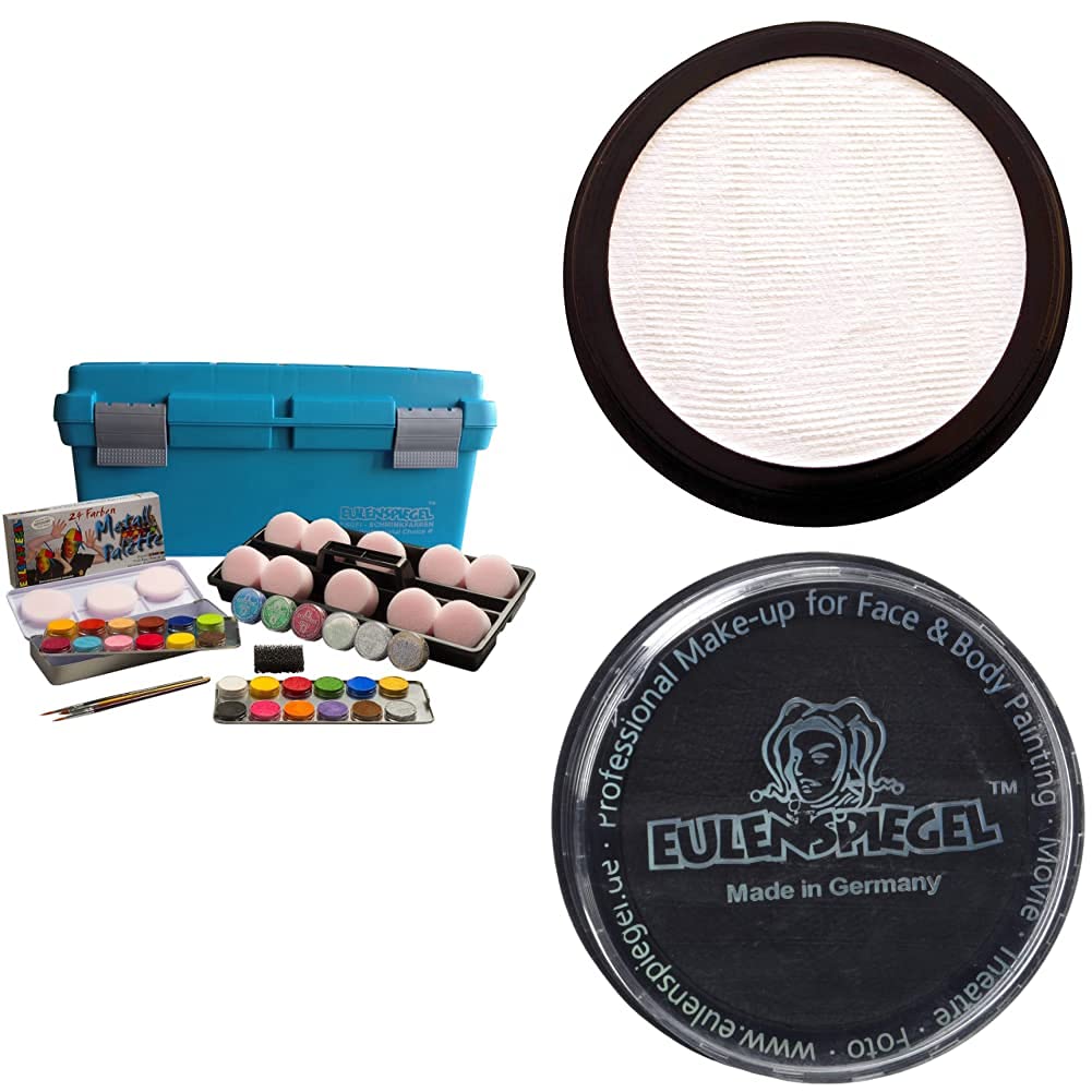 Eulenspiegel - Schmink-Koffer Einsteiger und Profi-Aqua Schminke in der Farbe Weiss und Schwarz