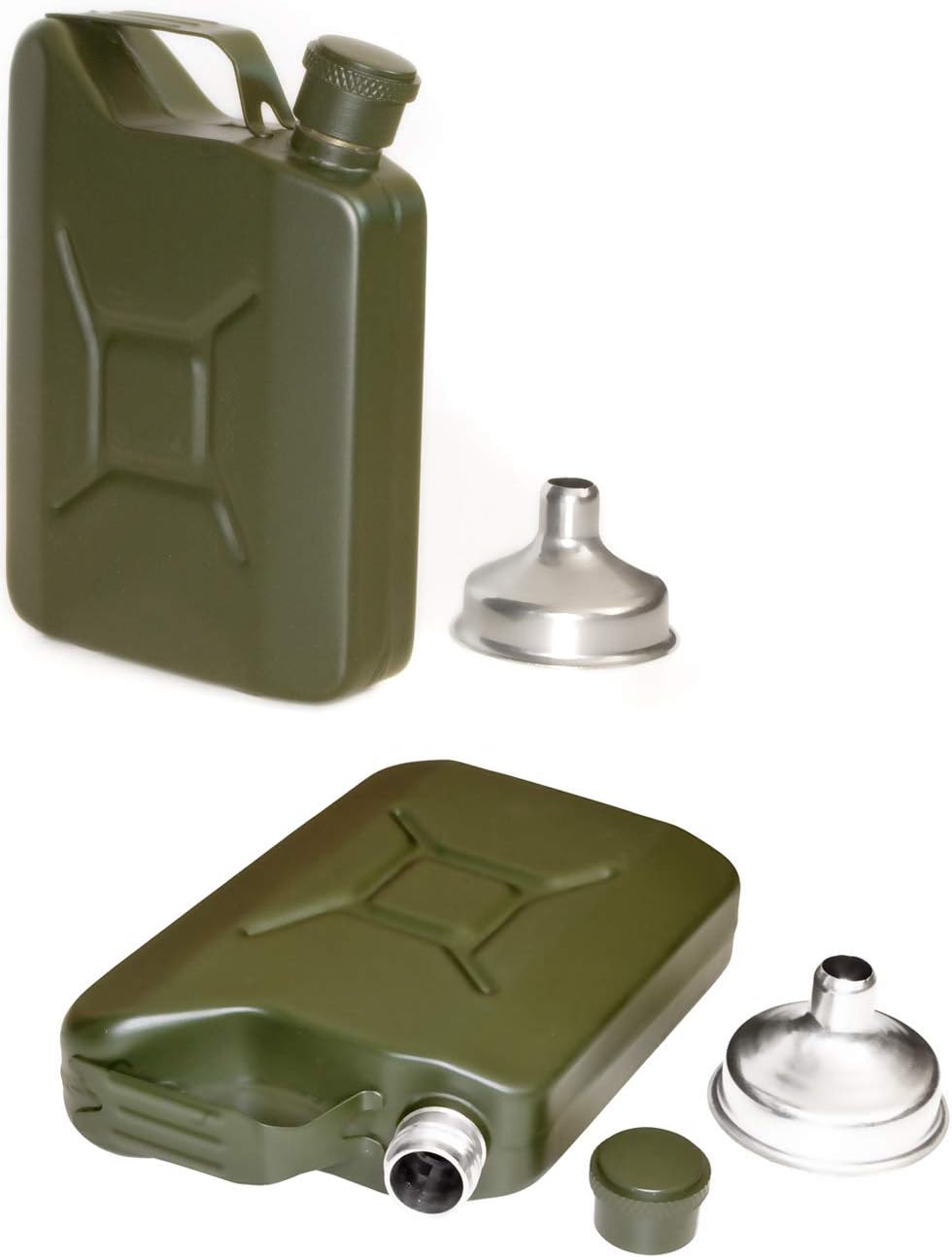 Edelstahl Flachmann im Benzinkanister-Design, 150ml Trinkflasche, oliv-grün