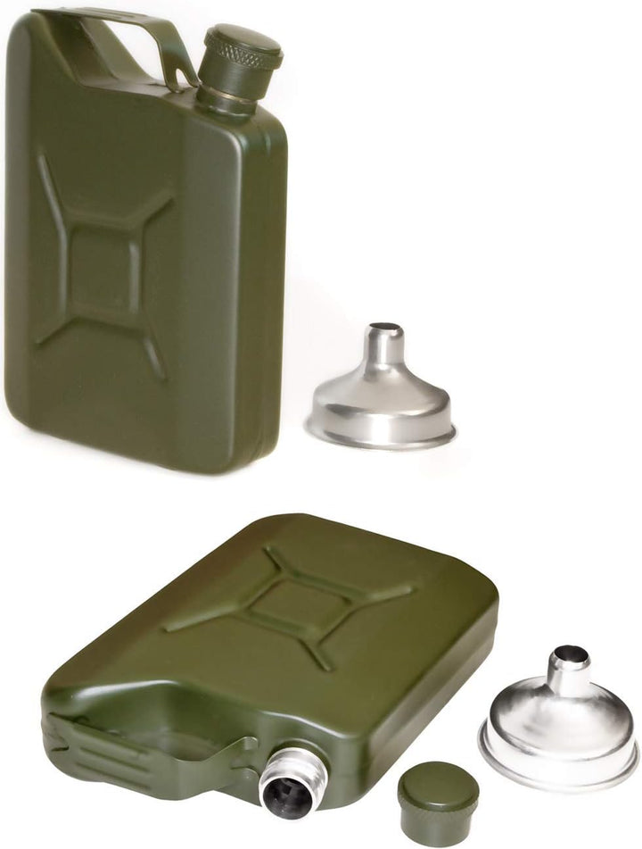 Edelstahl Flachmann im Benzinkanister-Design, 150ml Trinkflasche, oliv-grün