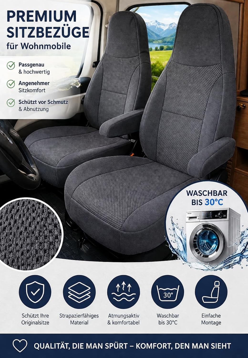 Generisch Sitzbezüge für Wohnmobile, Pilotsitze, Fahrersitz und Beifahrersitz, 2 Sitzer, Hochwertige