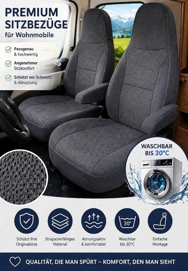 Generisch Sitzbezüge für Wohnmobile, Pilotsitze, Fahrersitz und Beifahrersitz, 2 Sitzer, Hochwertige