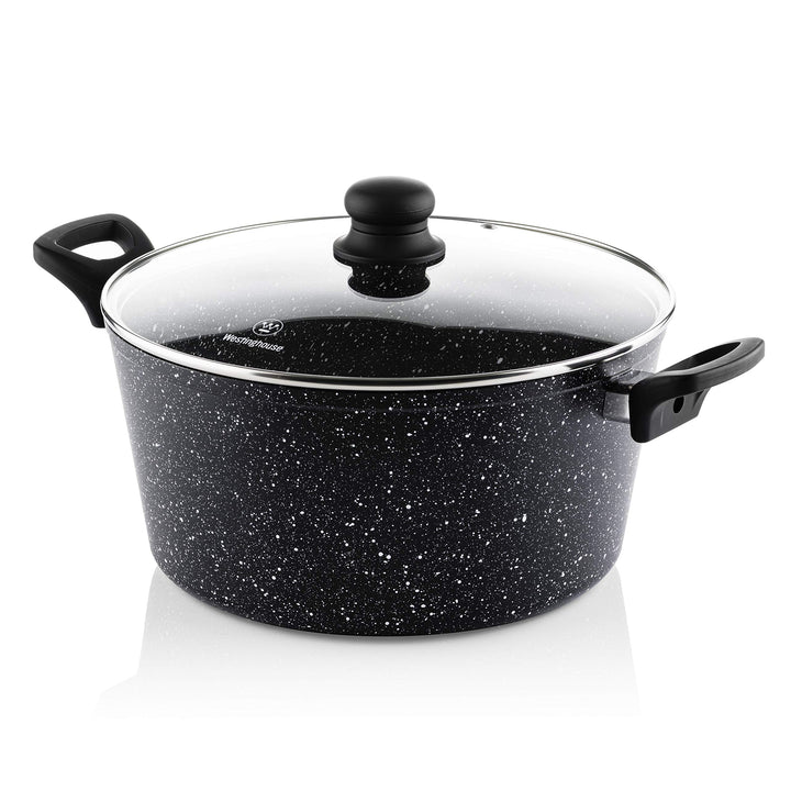 Westinghouse Black Marble Kochtopf, Ø 28 cm, Non Stick Non Stick Antihaft, PFOA-frei, mit Deckel, Sp