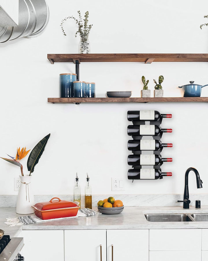 etterr Weinregale aus Stahl für alle Weinsorten, mit Wandankern und Verkleidung. (Schwarz)