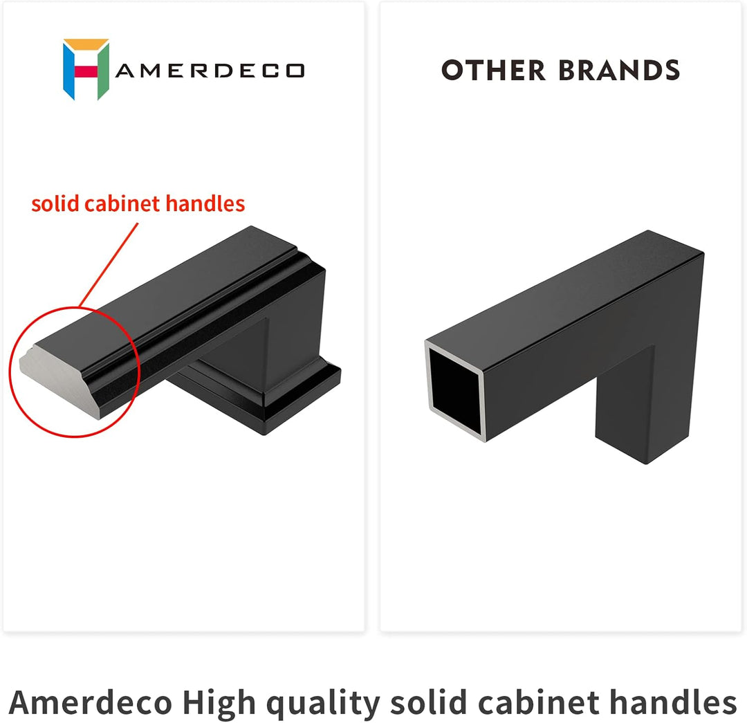 Amerdeco 6 Stück Möbelgriffe Schwarz 192mm Lochabstand Schubladen Griffe für Küchenschränke Schrankg