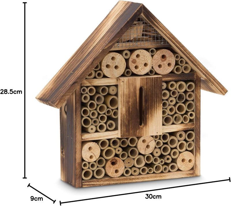 Relaxdays Insektenhotel gebrannt HBT 28,5 x 30 x 9 cm Bienenhotel aus Naturmaterialien als Unterschl