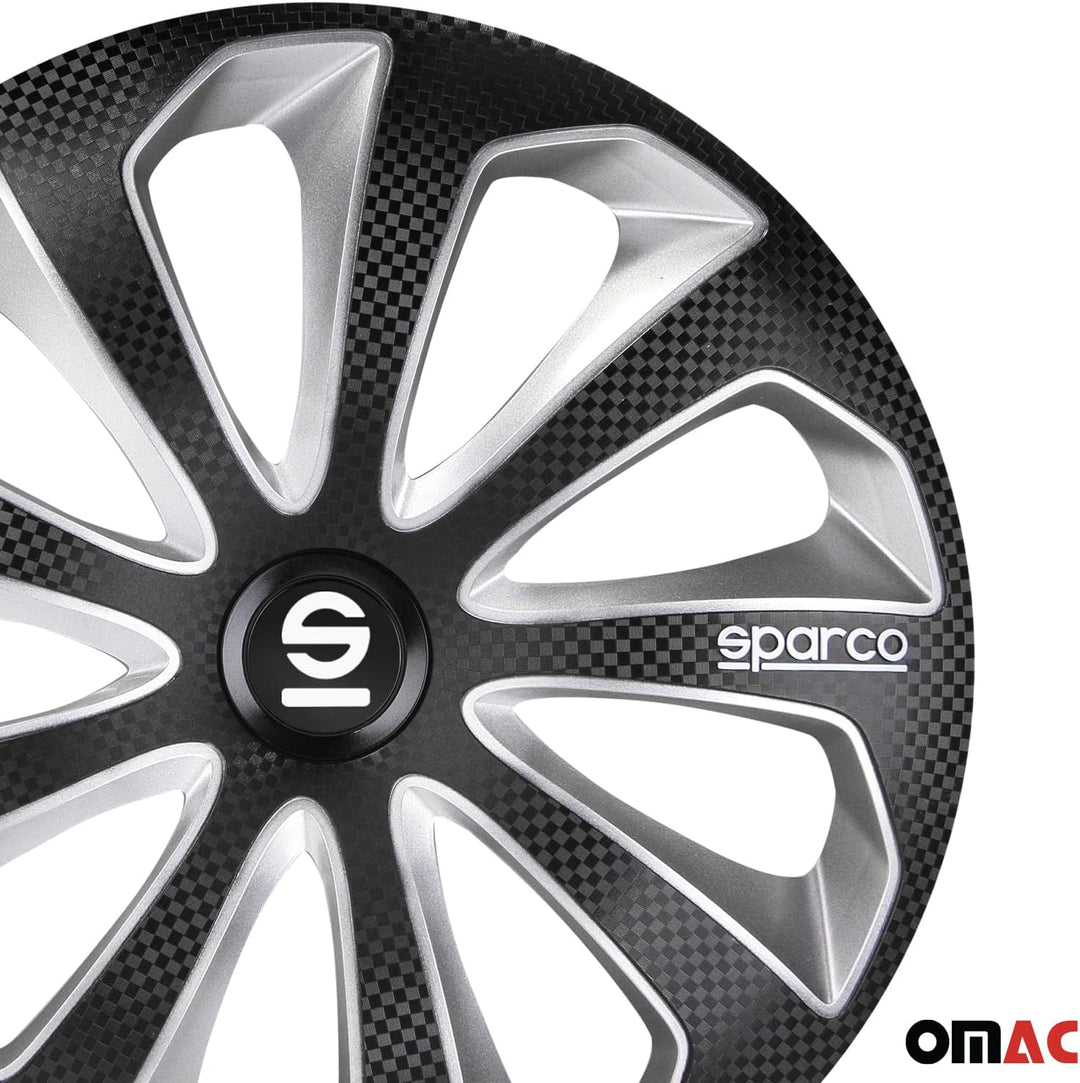 Satz Sparco Radzierblenden Sicilia 15-Zoll Schwarz/Silber/Karbon