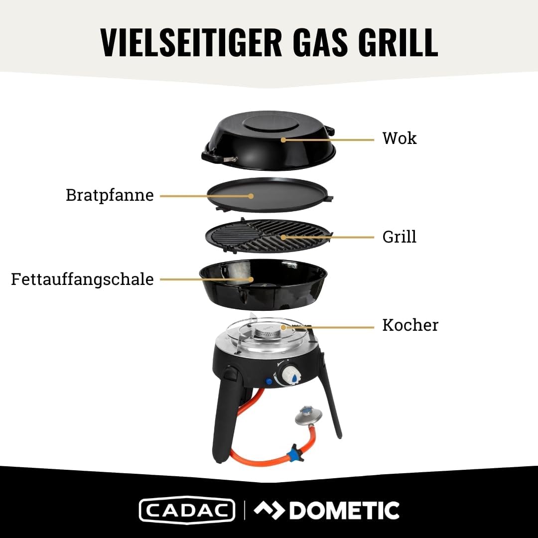 CADAC - Safari Chef 30 LP Camping Grill - 50mBar - Camping Grill Gas - Stahl, Aluminium und Kunststo