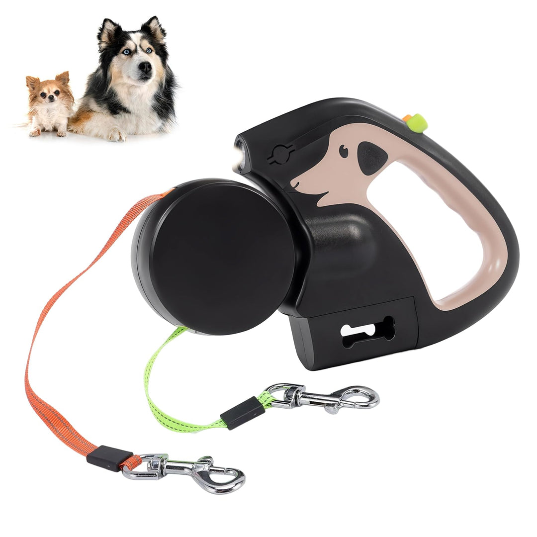 CEWROM Doppelleine für 2 Hunde, Ausziehbare Anti-Verwickel-Hundeleine mit 360° Drehung, Integrierter