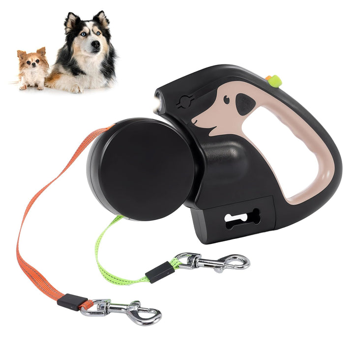 CEWROM Doppelleine für 2 Hunde, Ausziehbare Anti-Verwickel-Hundeleine mit 360° Drehung, Integrierter