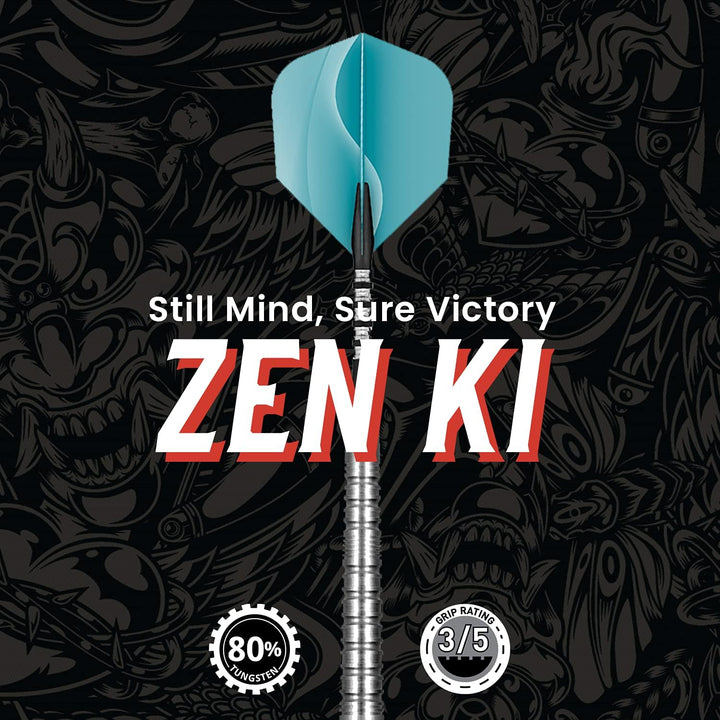 Shot! Darts Zen Ki-Steel Tip Dart Set-Center Weighted-80% Tungsten Barrels 22.0 Gramm, 22.0 Gramm
