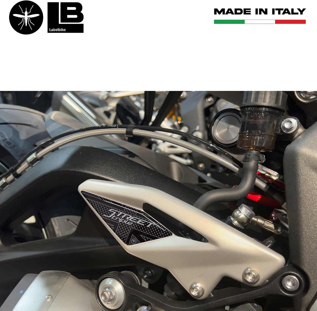 LABELBIKE 3D Motorrad Einstiegsleistenaufkleber kompatibel mit Triumph | Street Triple 2017-2023, Se