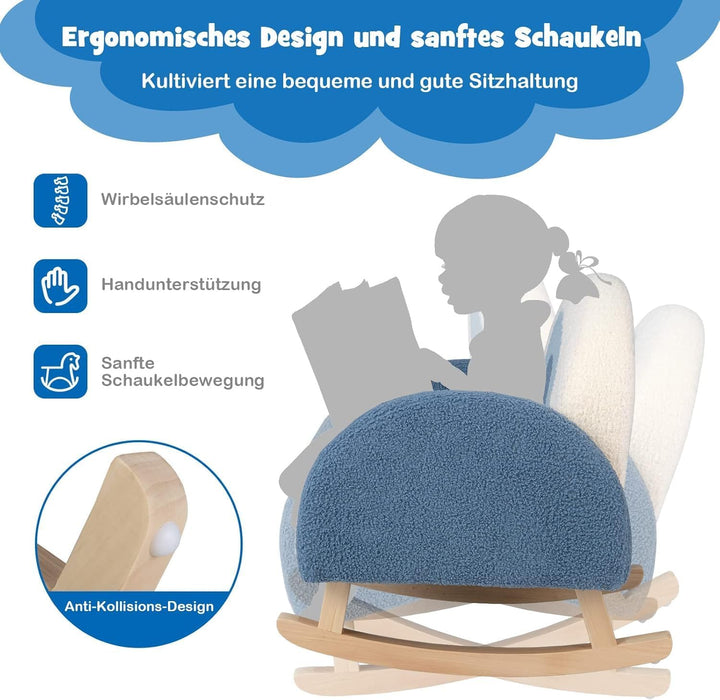 DREAMADE Kindersessel, Kindersofa aus Veloursstoff mit Rückenlehne, massiven Holzfüssen &amp; Kippsicher