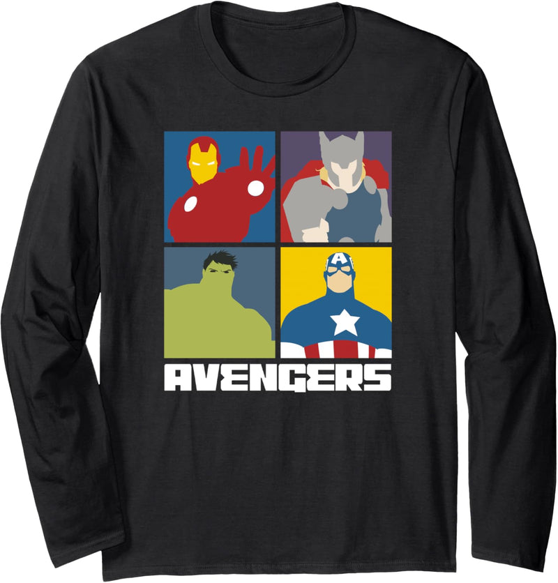 Marvel The Avengers Group Shot Bright Panels Langarmshirt